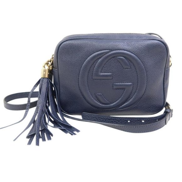 Gucci Handbags - Gucci Soho Disco Navy Calfskin Cross Body Bag